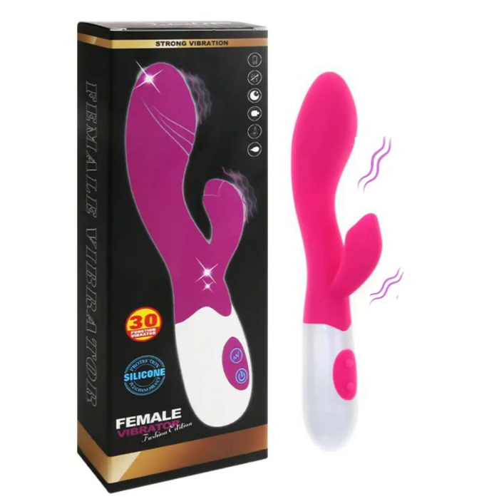 Vibrador Consolador Doble Estimulacion Punto G Y Clitoris 30 Modos De Vibración (Recargable) Dincy
